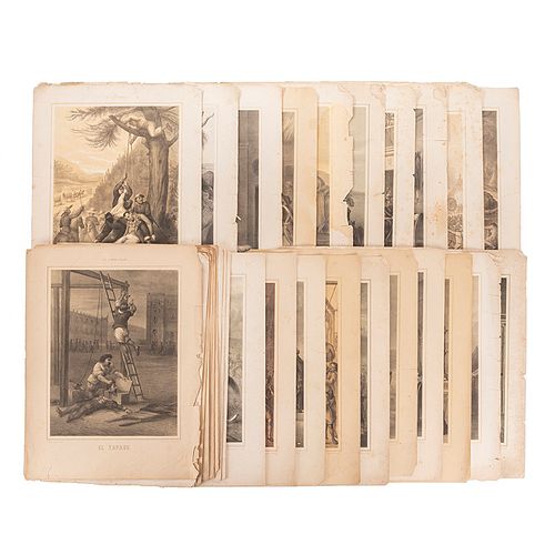 35 litografías de El Libro Rojo 1520 - 1867. México, 1870. 45 x 34 cm. "P. Miranda Invo. - S. Hernández, litog.".