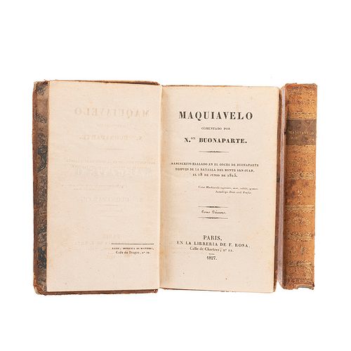 Bonaparte, Napoleón. Maquiavelo, Comentado. París, 1827. Manuscrito hallado en el coche de Buonaparte. Piezas: 2.