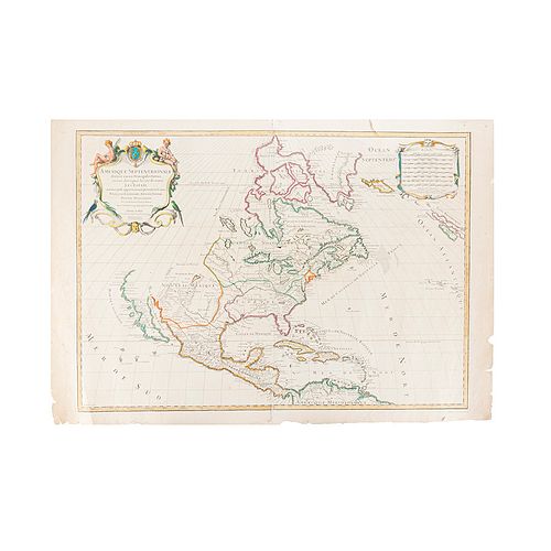 Iaillot, Hubert. Amerique Septentrionale divisée en ses Principales Parties. Paris, ca. 1719. Mapa grabado, 50.5 x 73 cm.