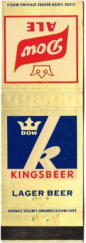 1952 Kingsbeer Lager Beer/Dow Ale 111mm
