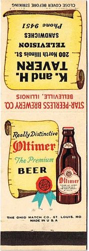 1955 Oltimer Beer 111mm IL-SP-10 - K & H Tavern at 200 North Illinois Street Belleville Illinois