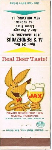 1960 Jax Beer 113mm LA-JAX-14 - Al's Rendezvous at 3101 Magazine Street New Orleans