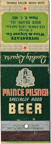 1939 Prince Pilsner Beer 110mm IL-MOUND-2 - Interstate Wine & Liquor Co. 422-24th Street and 1828 2nd Avenue Rock Island Illinois