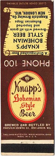 1950 Knapp's Bohemian Style Beer 113mm WI-KNAP-5 - Self-Advertising