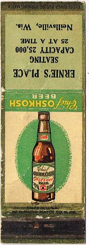 1939 Chief Oshkosh Beer 113mm WI-OSH-3 - Ernie's Place Neillsville Wisconsin