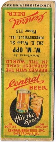 1933 Central Beer IL-CENT-1 - W M Opp 202 East Water Street Pinckneyville Illinois