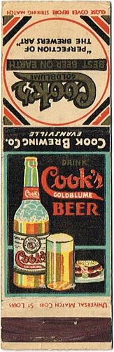 1933 Cook's Goldblume Beer IN-COOK-1 - Rare! Indiana