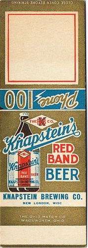 1934 Knapstein's Red Band Beer (sample) 113mm WI-KNAP-2 - No Advertising