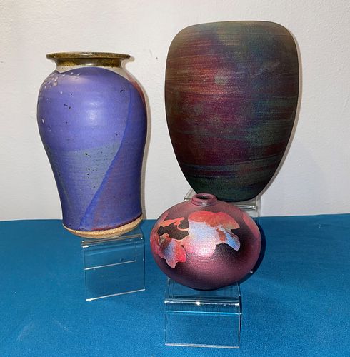 Large RAKU Pottery Vase etc
