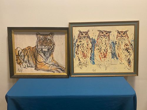 2 Fritz Hug Prints 3 Owls Tiger