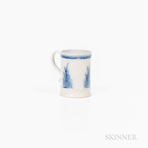 Small Staffordshire Scratch-Blue Salt-Glazed Mug