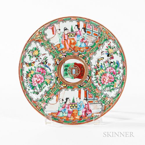 Export Porcelain Rose Mandarin Plate for the Portuguese Market
