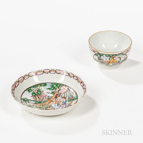 Export Porcelain Figural Teacup and Saucer