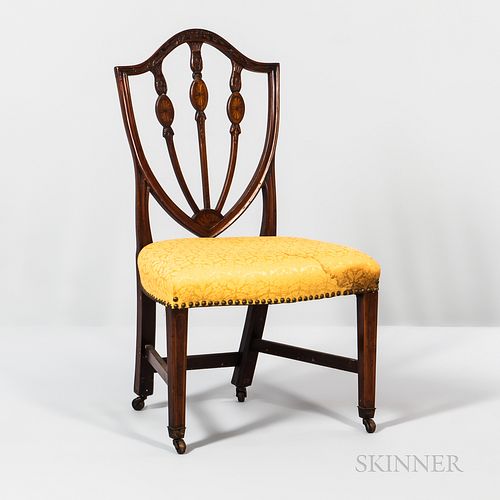 Federal Carved and Inlaid Mahogany Shield-back Side Chair