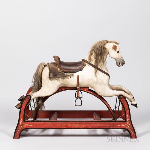 Carved and Painted Hobby Horse on Rocking Stand