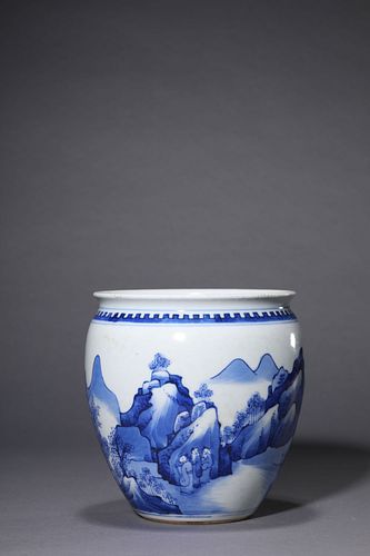 A Blue and White Figure Jar