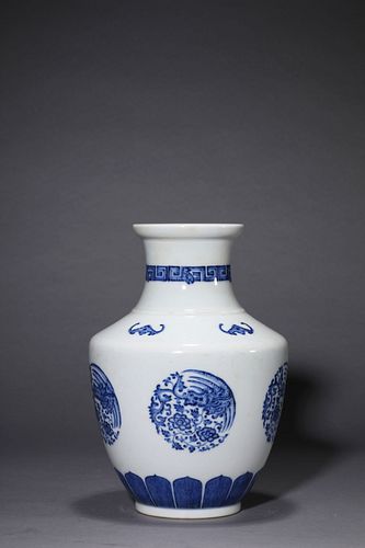 A Blue and White Five-Bats Vase
