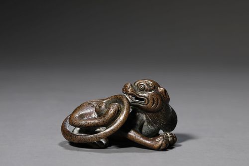 A Bronze Mythical Beast Paper Weight