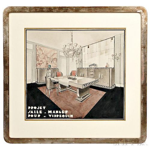 American School, 20th Century      Art Deco Dining Room Architectural Rendering