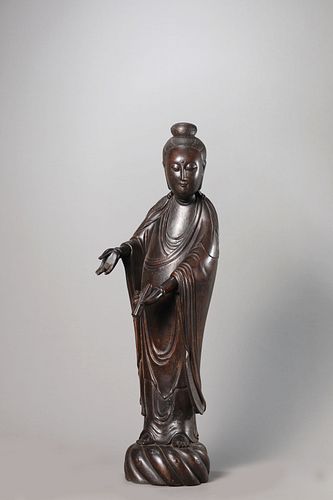 A Jia'Nan Wood Figure of Guanyin