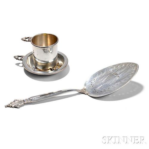 Georg Jensen Pate Server and Sterling Cup and Stand