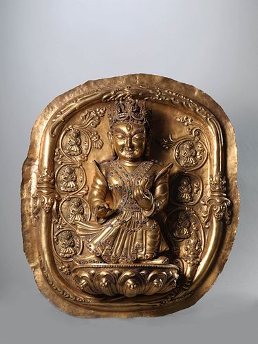 A Gilt Bronze Buddha Panel, Gdan Sa Mthil Style
