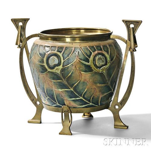Art Nouveau Amphora Jardiniere in Gilt Bronze Mounting