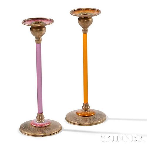 Two Tiffany Furnaces Candlesticks