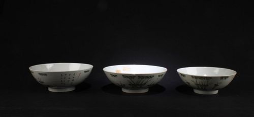 A Group of Three Antique Porcelain Bowls