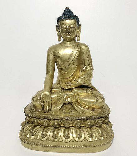 A Gilt Bronze Seated Sakyamuni Buddha Statue