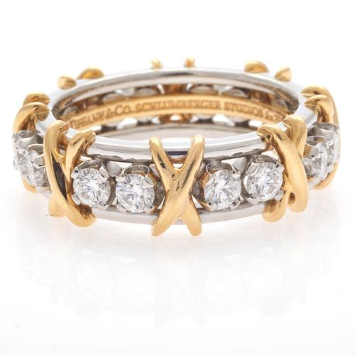 Tiffany & Co. Schlumberger Diamond, Platinum, 18k Ring