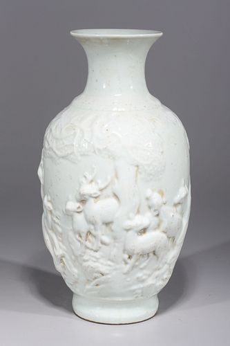 Chinese White Glazed Molded Vase
