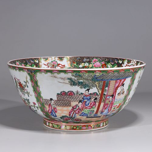 Large Chinese Famille Rose Enameled Porcelain Bowl