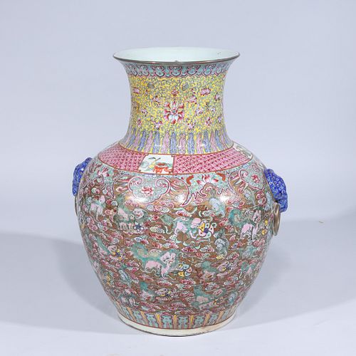 Large Chinese Gilt Enameled Porcelain Vase
