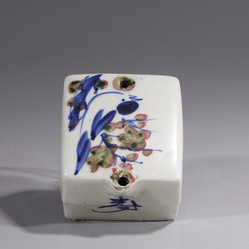 Korean Blue, Red, Green and White Glazed Porcelain Water Dropper