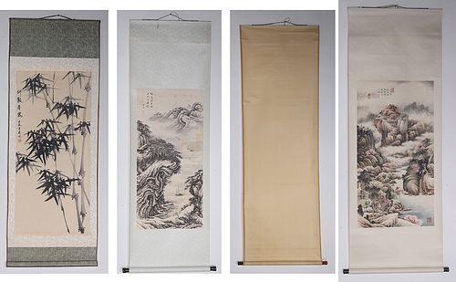 Group of Four Chinese Wall Scrolls