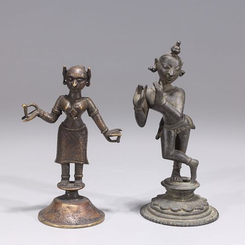 Pair of Antique Indian Bronze Statues