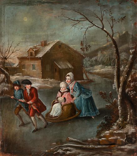 Spanish school, following French models; mid XVIII century. 
"Winter". 
Oil on canvas.