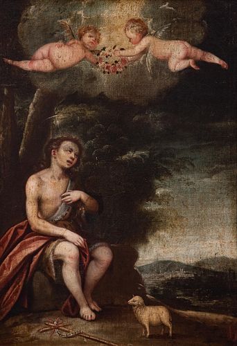Sevillian school of the seventeenth century. Attributed to JUAN DE SEVILLA ROMERO (Granada, 1643-1695). 
"Saint John the Baptist. 
Oil on canvas.