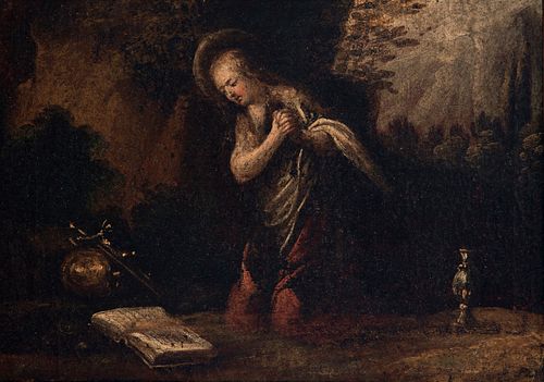 Spanish school of the seventeenth century. Attributed to FRANCISCO ANTOLÍNEZ Y SARABIA (Seville, around 1645 - Madrid, 1700). 
"Penitent Mary Magdalen