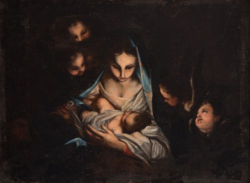 Circle of CARLO MARATTA (Camerano, 1625- Rome, 1713). 
"Nativity". 
Oil on canvas.