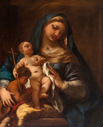 LUCA GIORDANO (Naples, 1634 - 1705). 
"Madonna and Child". 
Oil on canvas.