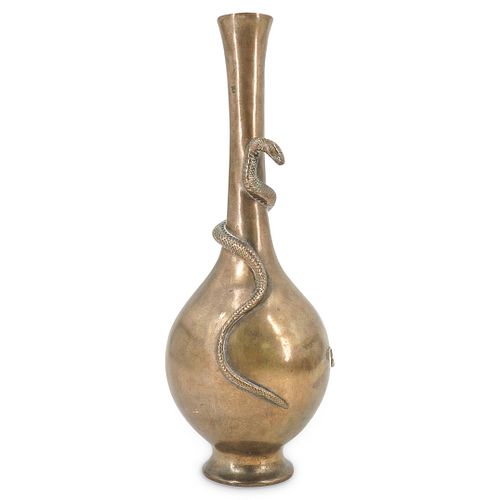 Japanese Meiji Period Serpent Bronze Gourd Vase