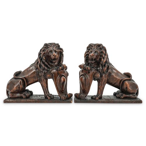 English Carved Mahogany Lions