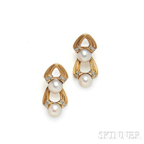 18kt Gold and Mabe Pearl Day/Night Earpendants, Wander