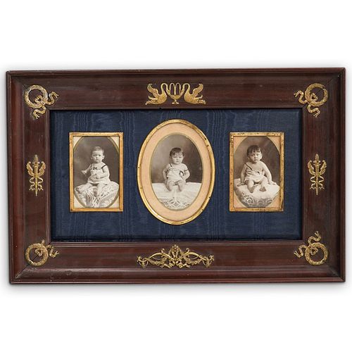 Antique Empire Style Bronze and Wood Frame