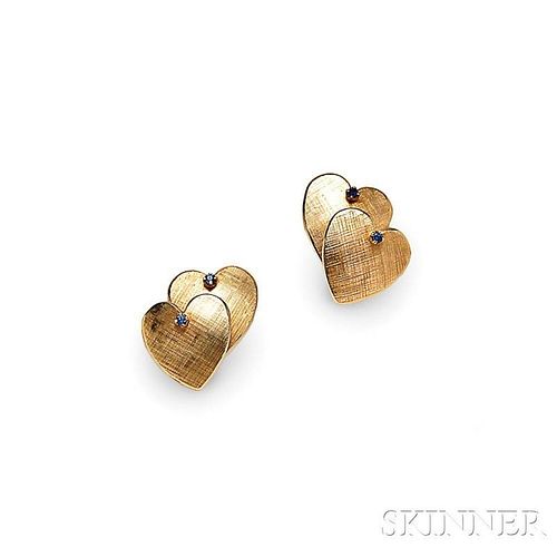 14kt Gold and Sapphire Earclips, Tiffany & Co.