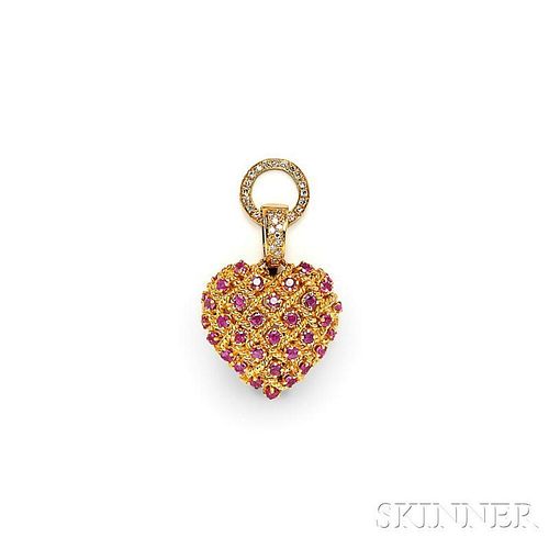 18kt Gold, Ruby, and Diamond Pendant