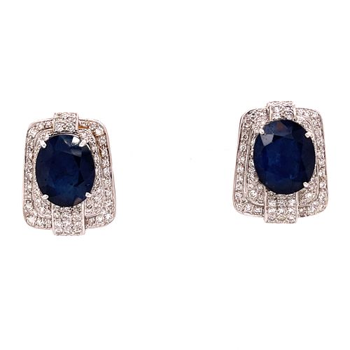 14k Sapphire Diamond Earring