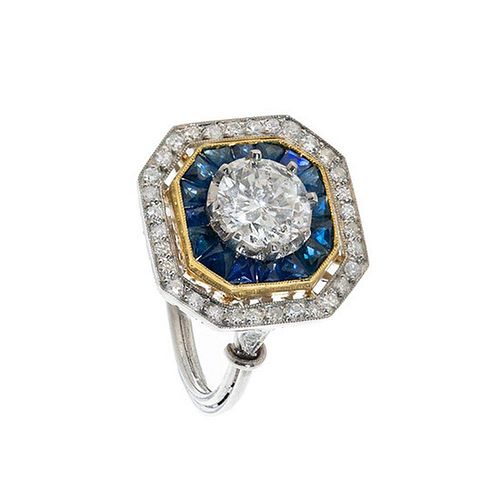 Art Deco Sapphire Diamond RIUng